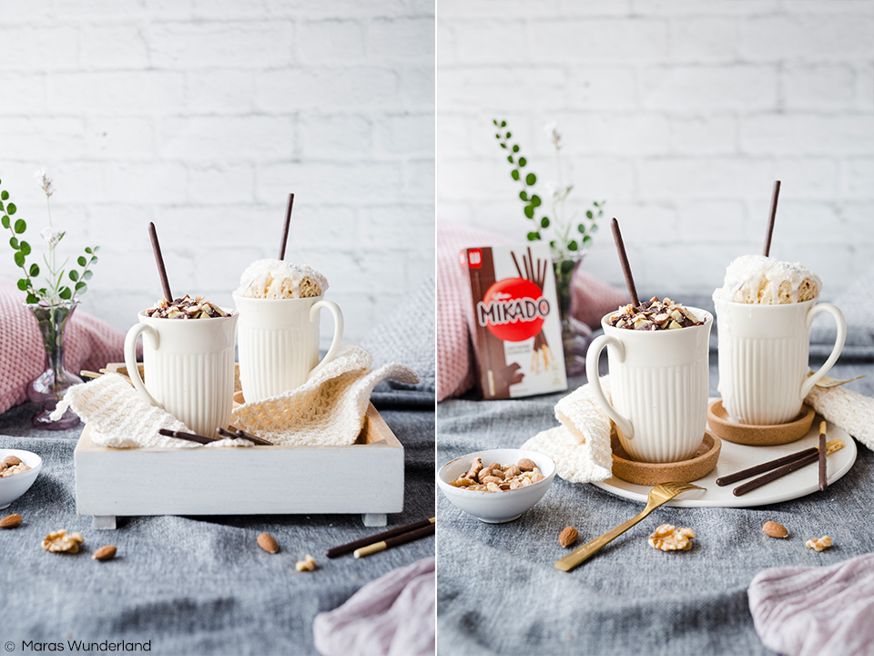 {Werbung} Rezept für zweierlei Mug Cakes: gesunder Schoko Apfel Mug Cake und heller Kokos Mug Cake. Super schnell und einfach gemacht.