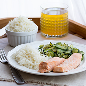 Lachs, Zucchini & Reis
