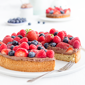 Obstboden mit Schoko-Creme