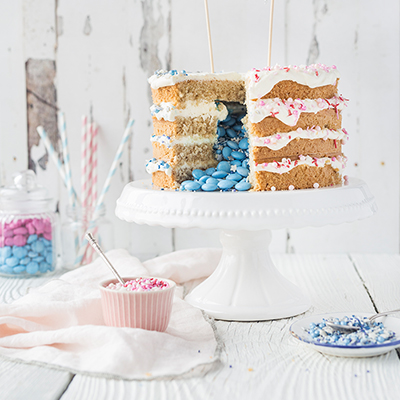 Lemon & Coconut Gender Reveal Cake