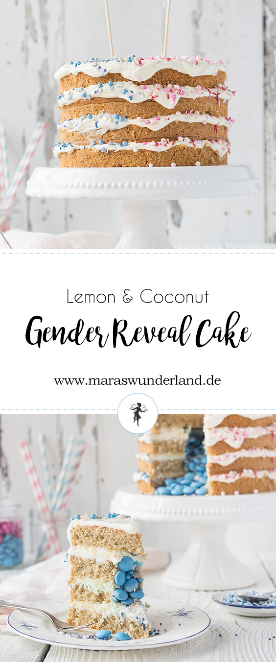Lemon & Coconut Gender Reveal Cake