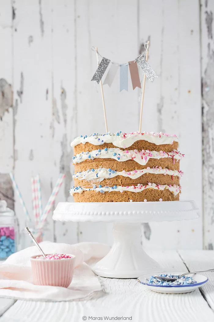 Lemon & Coconut Gender Reveal Cake