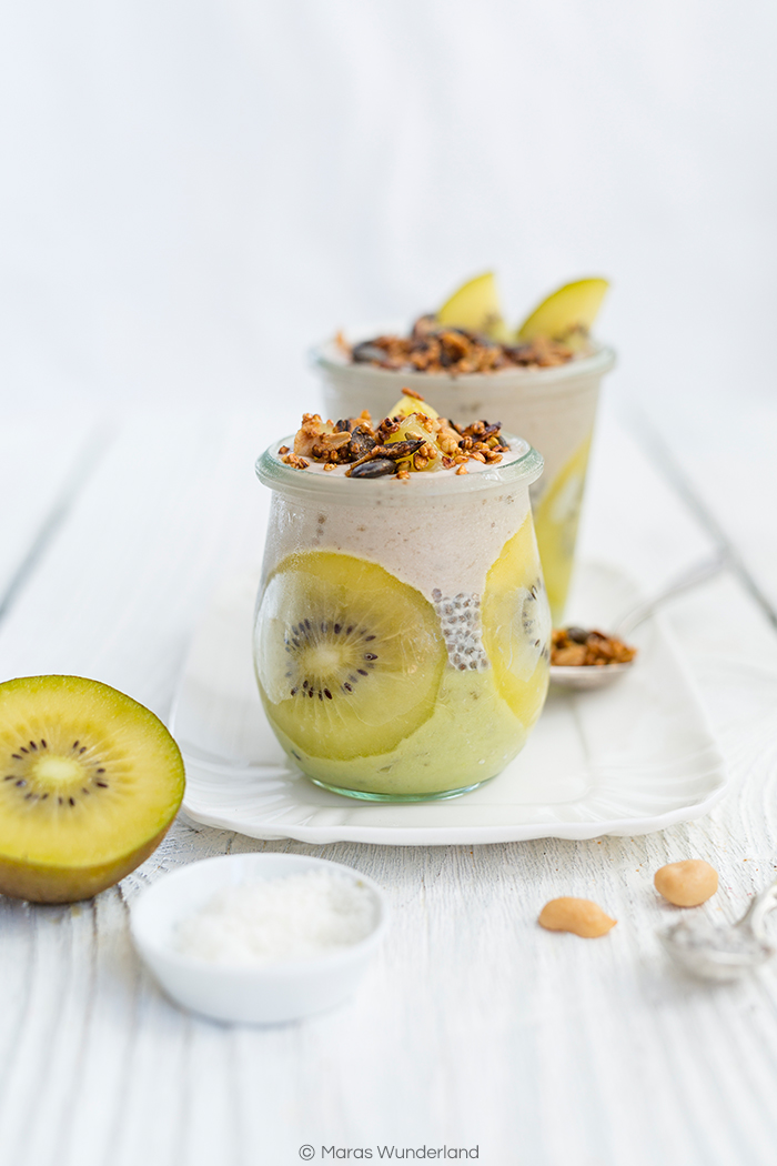 Kiwi Peanut Nice Cream with Chia Coconut Pudding