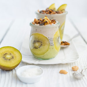 Kiwi Peanut Nice Cream with Chia Coconut Pudding