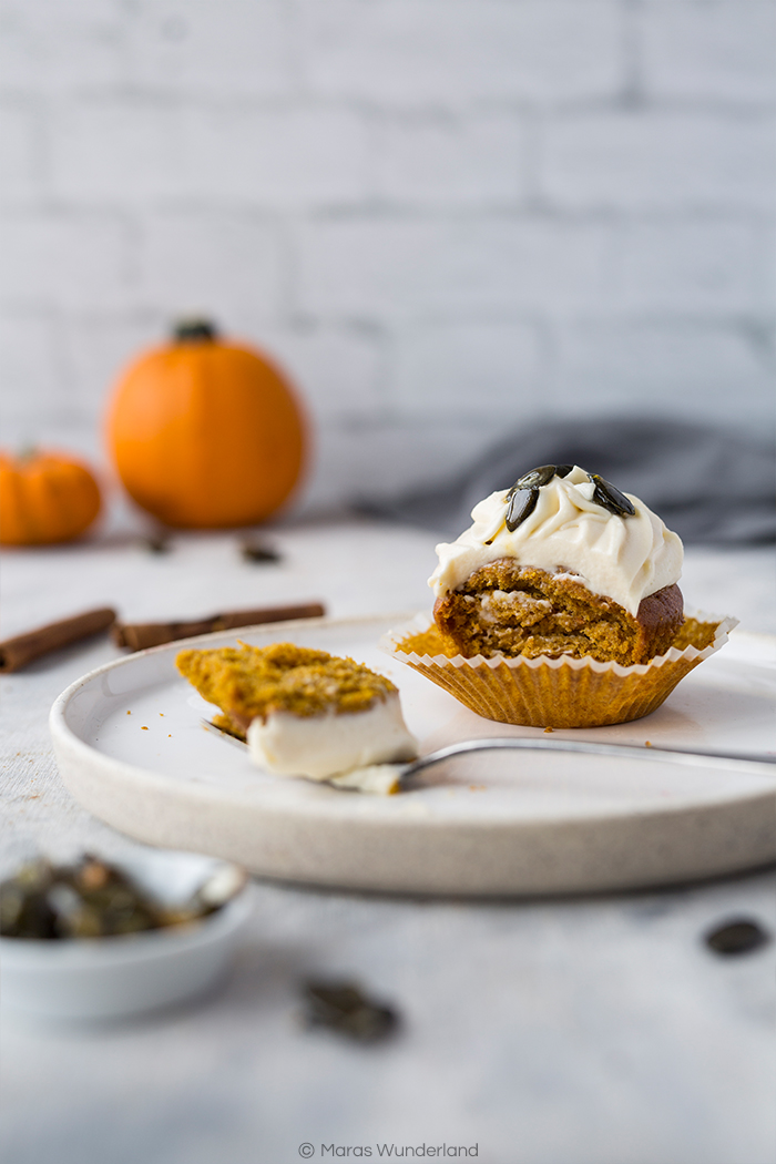 Kürbis Cupcakes mit Erdnussbutter-Frosting