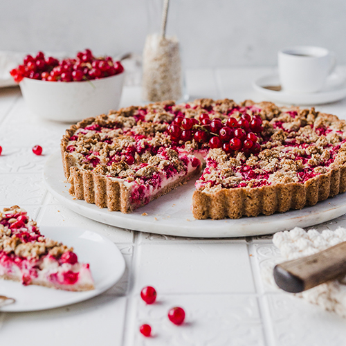 Vegane Johannisbeer-Frischkäse-Tarte