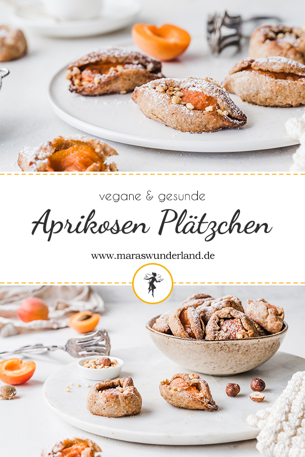 Vegane Aprikosen-Plätzchen. Ein schnelles und einfaches Rezept für gesunde Kekse mit frischen Aprikosen. • Maras Wunderland #cookies #plätzchen #snack #vegan