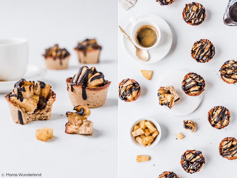 Vegane Mini-Apfelmuffins ohne Zucker. Glutenfrei und RESET geeignet. Schnell gemacht und perfekt für Kinder. • Maras Wunderland #applepies #apfelkuchen #muffins