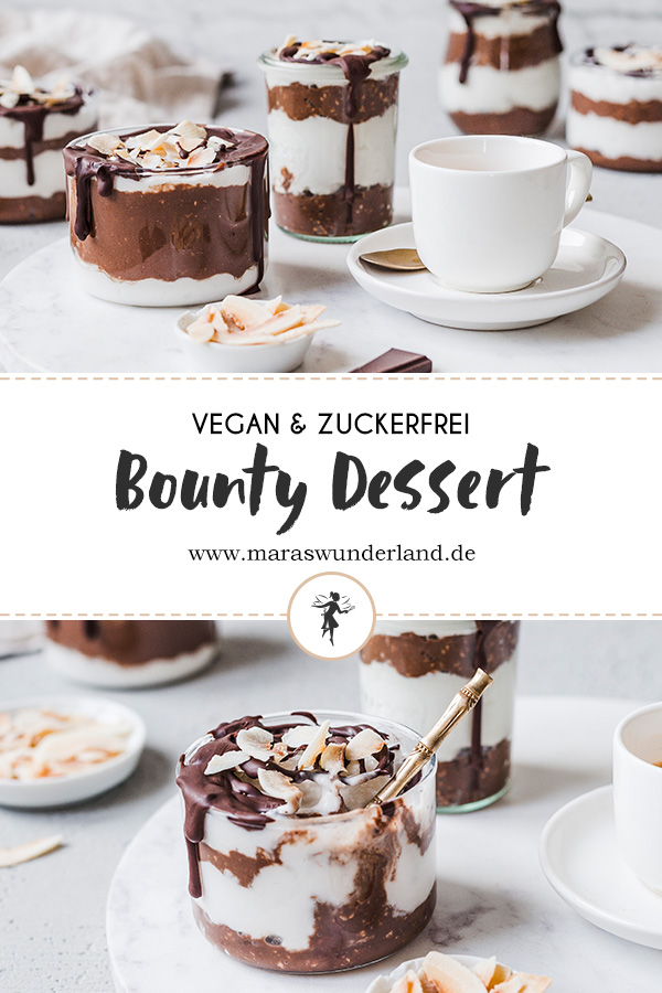 Veganes Bounty-Dessert ohne Zucker. Gesund, glutenfrei und RE'SET geeignet. In weniger als 20 Minuten fertig. • Maras Wunderland #dessert #nachtisch #vegan #sugarfree #reset