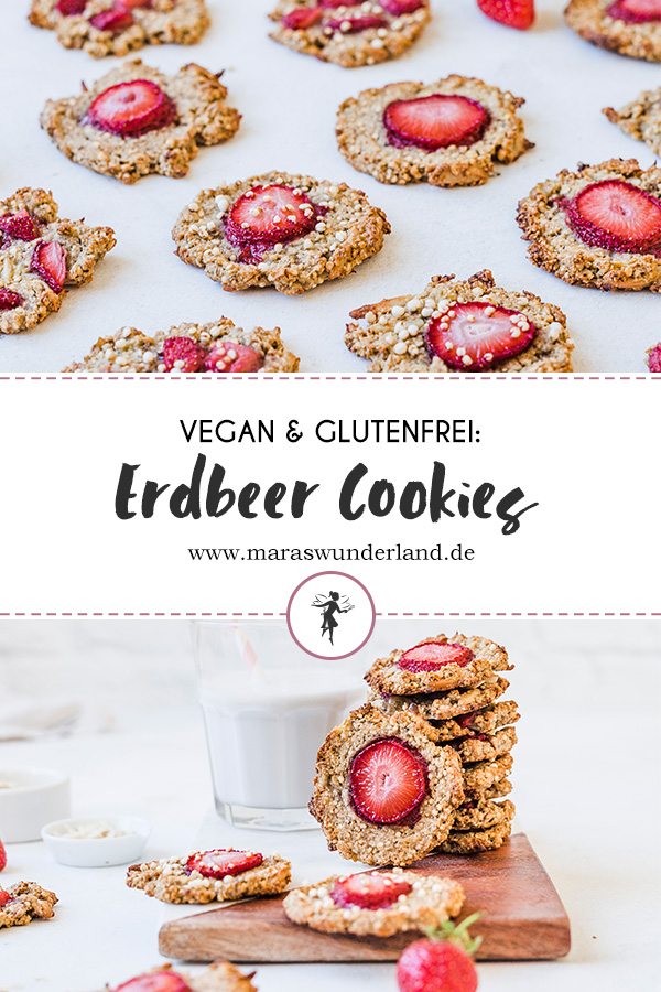 Einfaches und schnelles Rezept für vegane, glutenfreie uns gesunde Erdbeer Cookies