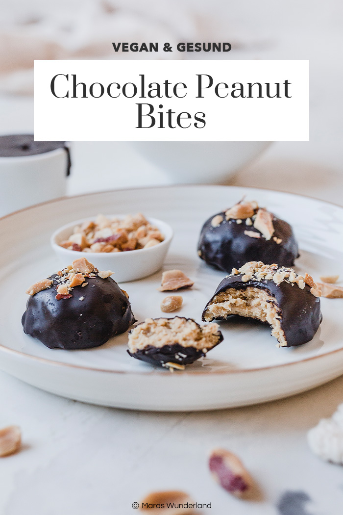 Vegane Chocolate Peanut Bites. Gesund und glutenfrei. Perfekter Snack - am besten tiefgekühlt. • Maras Wunderland #peanutbites #schokolade #snack