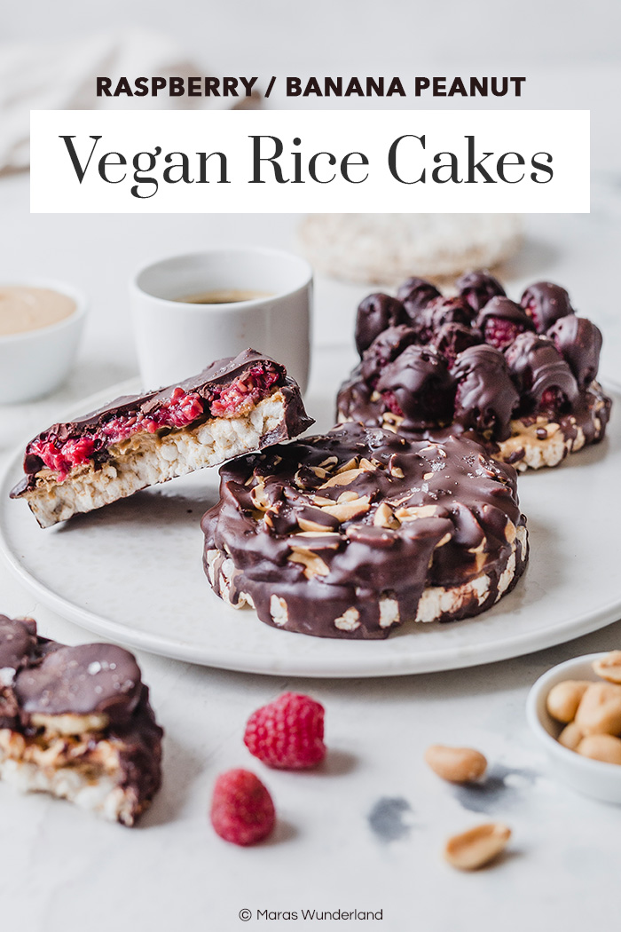Zweierlei vegane Rice Cakes: Himbeer Mandel & Banane Erdnuss. Der perfekte ruck zuck Sommersnack • Maras Wunderland