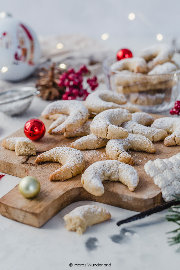 Gesunde Vanillekipferl mit einfachen Zutaten. Klassische Weihnachtsplätzchen gesünder. • Maras Wunderland