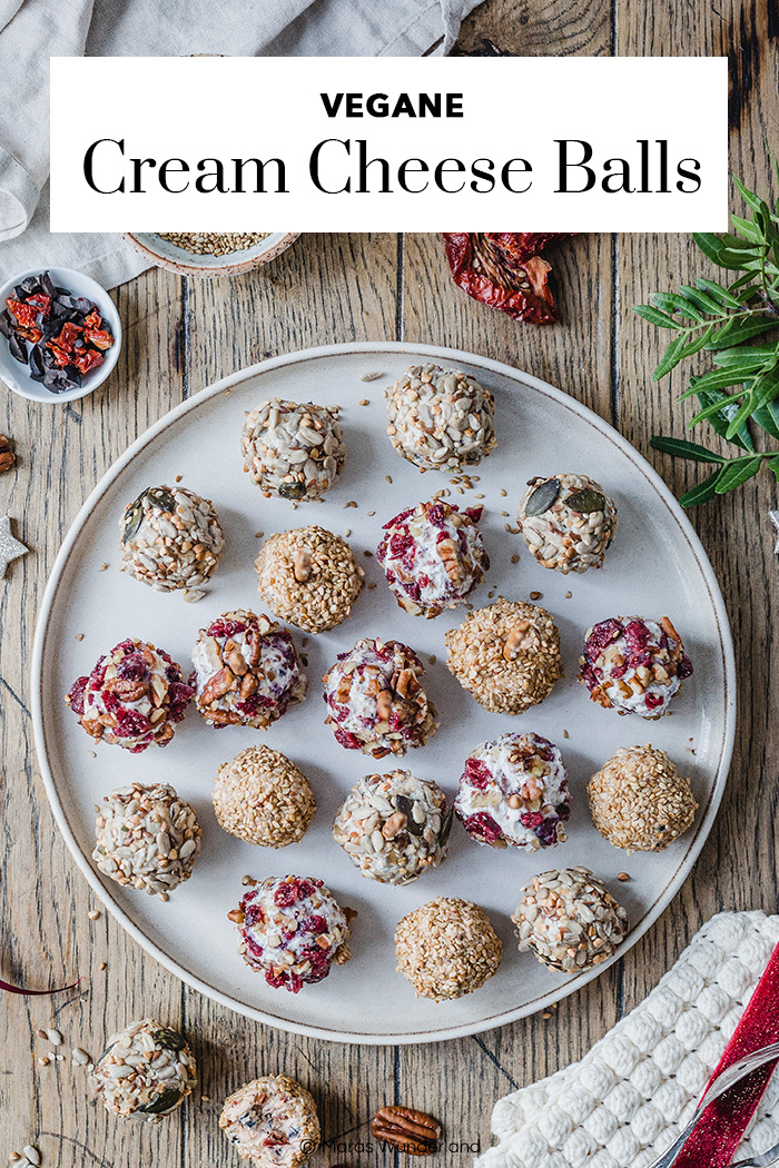 Vegane Mini Cream Cheese Balls. Super Fingerfood und Snack. Für Silvester, Party oder Geburstage. • Maras Wunderland