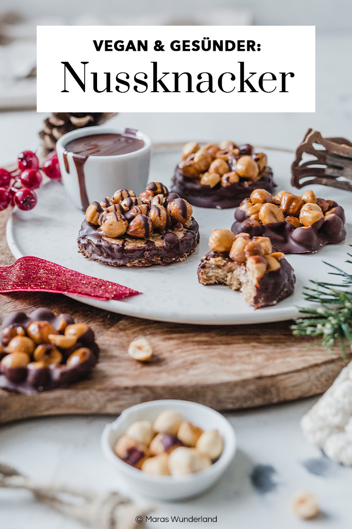 Vegane Nussknacker mit Schokolade. Schnell gemacht und gesünder. Knusprige Weihnachtsplätzchen. • Maras Wunderland