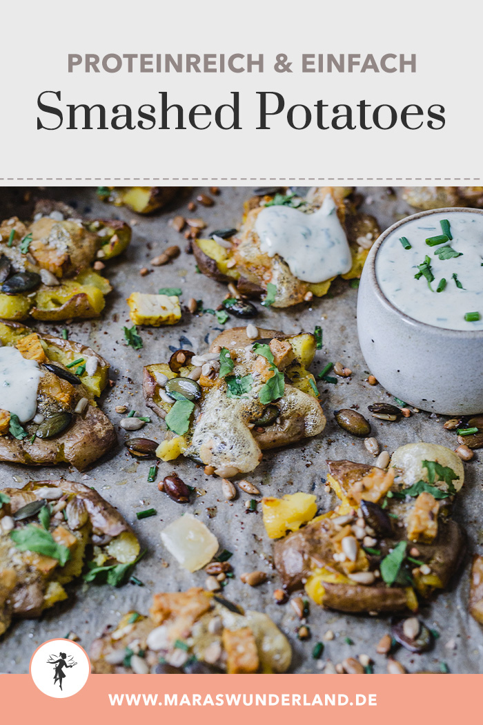 Protein Smashed Potatoes mit Protein-Dip. Schnelles & einfaches Rezept für die Feierabendküche. • Maras Wunderland