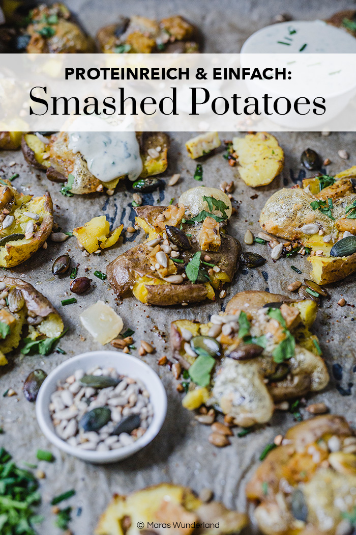 Protein Smashed Potatoes mit Protein-Dip. Schnelles & einfaches Rezept für die Feierabendküche. • Maras Wunderland