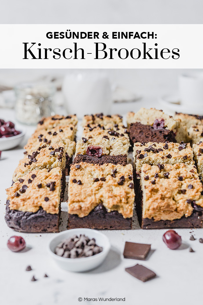 Gesündere Brookies mit Kirschen. Eine Kombi aus Cookies und Brownies – einfach gemacht. • Maras Wunderland