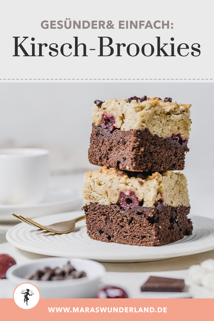 Gesündere Brookies mit Kirschen. Eine Kombi aus Cookies und Brownies – einfach gemacht. • Maras Wunderland