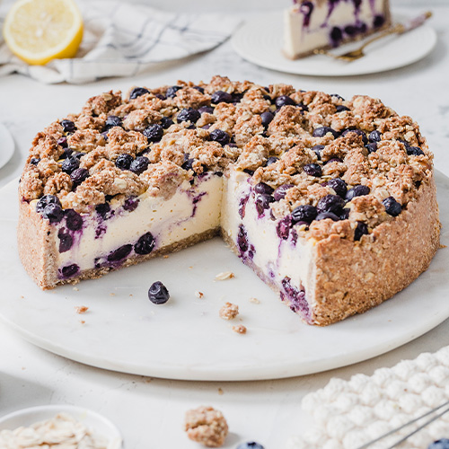 Heidelbeer Käsekuchen mit Streuseln