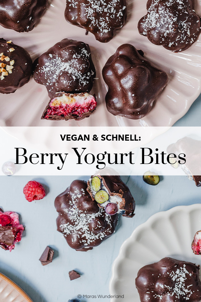 Berry Yogurt Bites. Veganer, gesunder Snack mit Joghurt und Heidelbeeren bzw. Himbeeren • Maras Wunderland