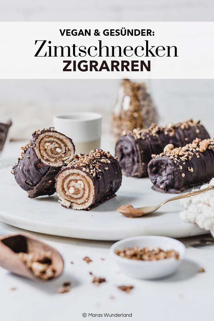 Vegane Zimtschnecken Zigarren. Ein schneller und einfacher Snack aus Toast, Zimtfüllung und Schokolade. • Maras Wunderland