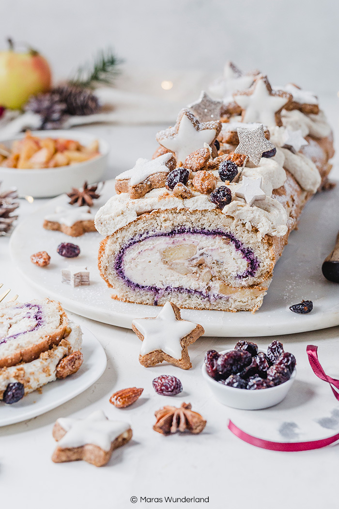 Weihnachts Biskuitrolle. Festlich, gesünder und einfach gemacht. Perfekt für das Weihnachtsfest. • Maras Wunderland