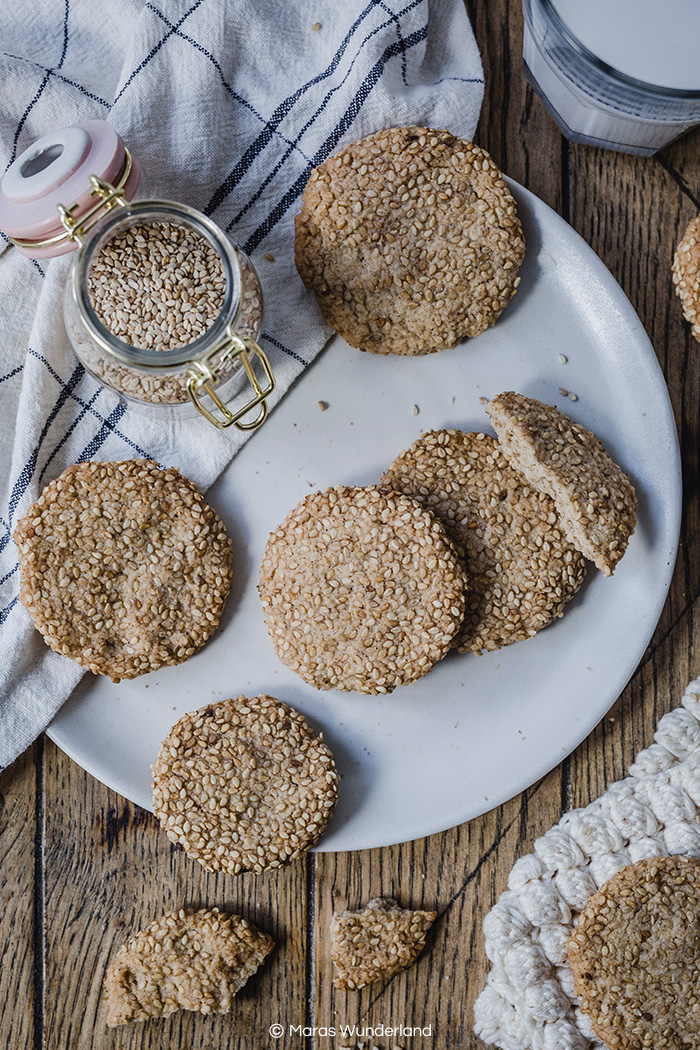 Glutenfreie Tahin Cookies. Gesündere und schnell gemachte Kekse mit Sesam. • Maras Wunderland
